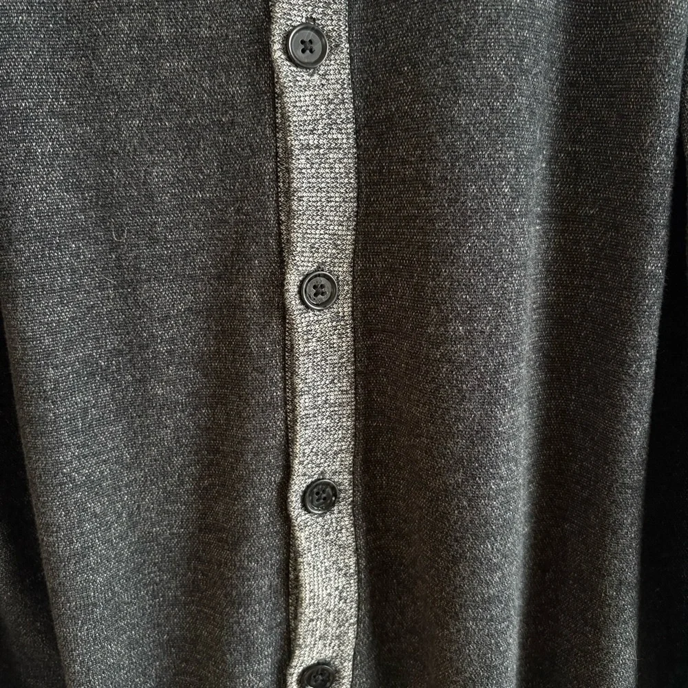Banana Republic XL Charcoal Gray Cardigan Mock‎ Neck Button Down Academia Career